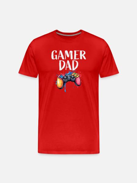 Gamer Dad Controller Splash - Men's Premium Organic T-Shirt - red