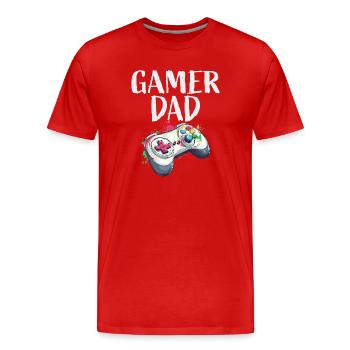 Gamer Dad Controller Splash - Männer Premium Bio T-Shirt - Rot - Vorne - Damien (186cm)