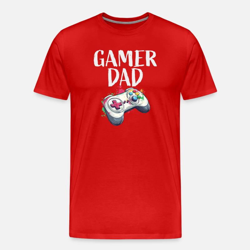 Gamer Dad Controller Splash - Männer Premium Bio T-Shirt - Rot