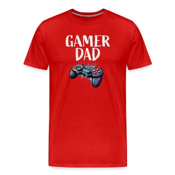 Gamer Dad Controller Farbexplosion - Männer Premium Bio T-Shirt - Rot - Vorne - Damien (186cm)