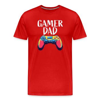 Graphismes de manette Gamer Dad - T-shirt bio Premium Homme - rouge - Devant - Damien (186cm)
