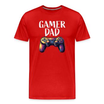 Gamer Dad Controller Motiv - Männer Premium Bio T-Shirt - Rot - Vorne - Damien (186cm)