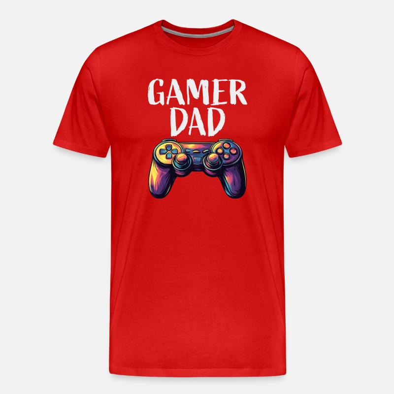 Gamer Dad Controller Motiv - Männer Premium Bio T-Shirt - Rot