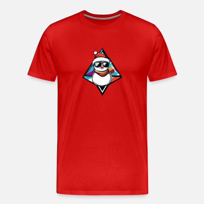 Schneemann mit Sonnenbrille Comic - Männer Premium Bio T-Shirt - Rot