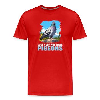 Tauben Taube - Männer Premium Bio T-Shirt - Rot - Vorne - Damien (186cm)