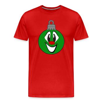Ornement de Noël vert avec sourire - T-shirt bio Premium Homme - rouge - Devant - Damien (186cm)
