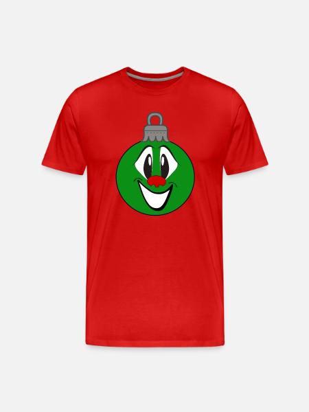 Green Christmas Ornament with Smile - Men's Premium Organic T-Shirt - red