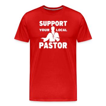Pasteur Costume Pasteur Vêtements Homme de Dieu - T-shirt bio Premium Homme - rouge - Devant - Damien (186cm)