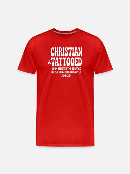 Christian & Tattooed John 7:24 Tee - Men's Premium Organic T-Shirt - red