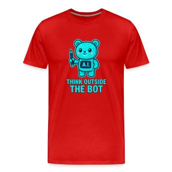 Think Outside the Bot Bär AI - Männer Premium Bio T-Shirt - Rot - Vorne - Damien (186cm)