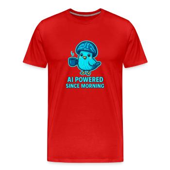 KI-Vogel Morgenkaffee mit Schaltkreis - Männer Premium Bio T-Shirt - Rot - Vorne - Damien (186cm)
