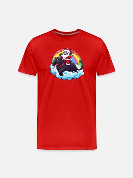 Panther Weihnachtsmann Weihnachten - Männer Premium Bio T-Shirt - Rot