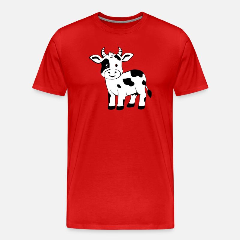 Schwarze Kuh schwarz Geschenk Bauern - Männer Premium Bio T-Shirt - Rot