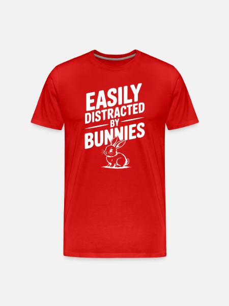 Easily Distracted by Bunnies - Men's Premium Organic T-Shirt - red