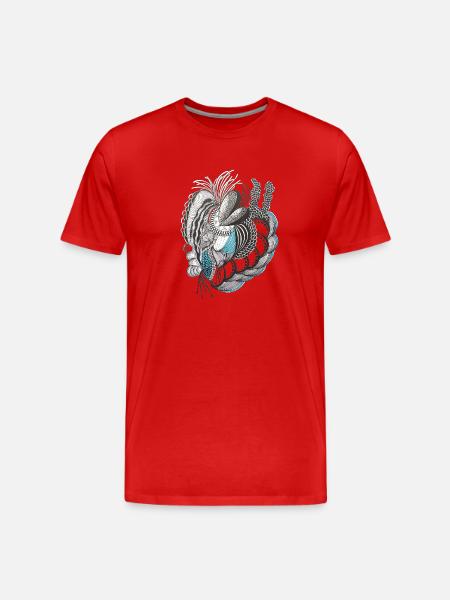 Organic Line Art Blue Accent - Men's Premium Organic T-Shirt - red