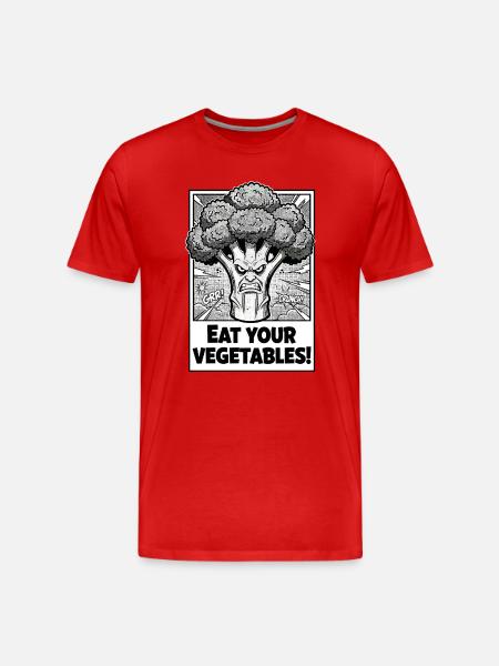 Angry Broccoli Saying: Eat Your Vegetables - Men's Premium Organic T-Shirt - red