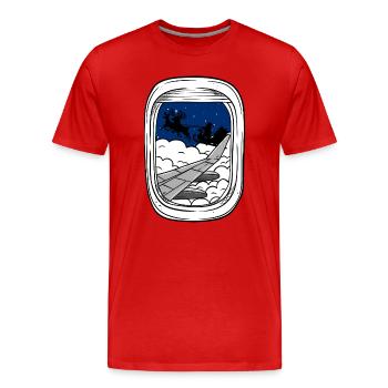Vol de nuit au-dessus des nuages Traîneau de Noël - T-shirt bio Premium Homme - rouge - Devant - Damien (186cm)