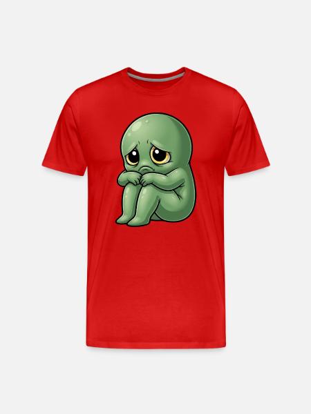 Sad Alien Swing Friendship Loneliness - Men's Premium Organic T-Shirt - red