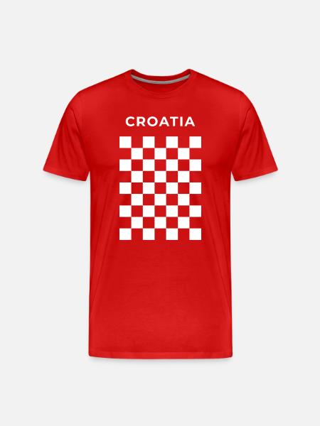 Croatian Checker White - Men's Premium Organic T-Shirt - red