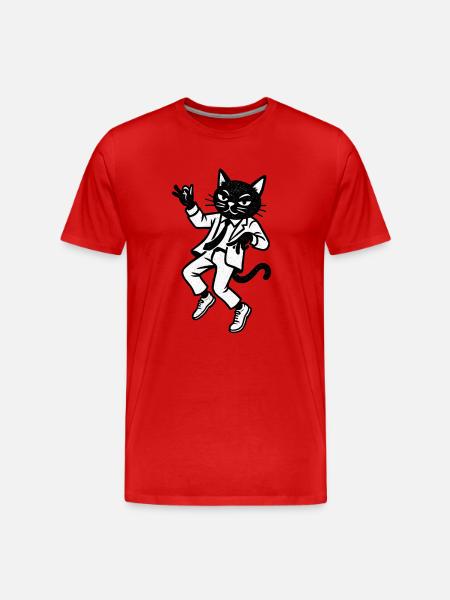Jazz cat in suit dancing - Men's Premium Organic T-Shirt - red