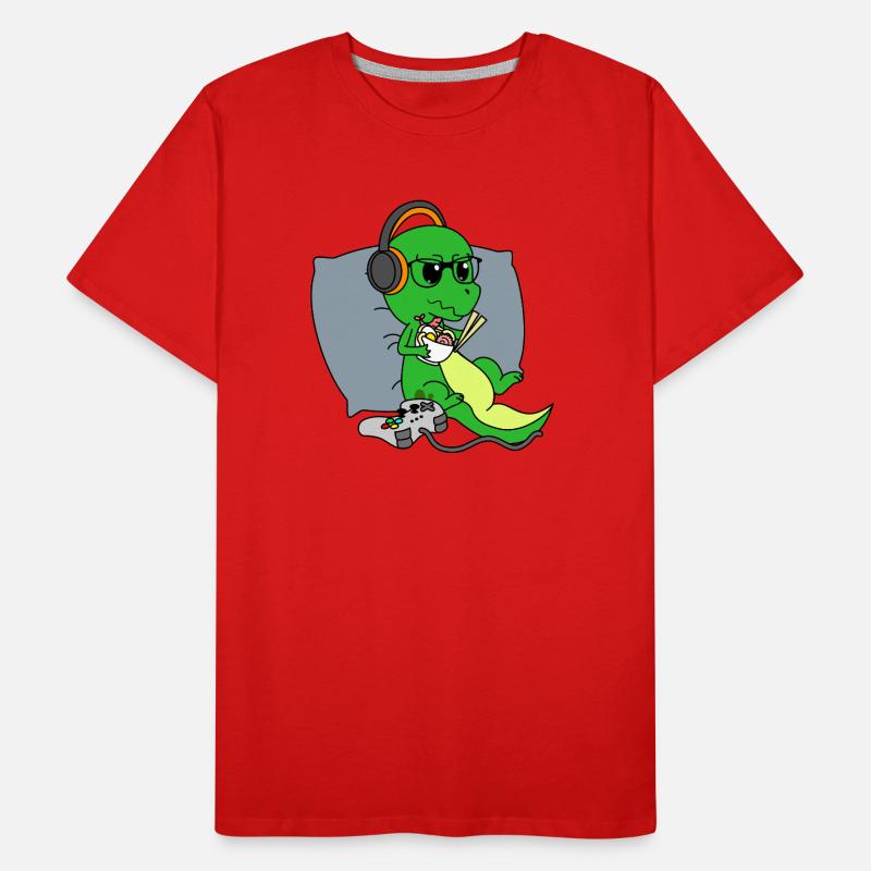 Cute Gaming Dinosaur T Rex Ramen Noodle Gift Idea Men's Premium Organic T-Shirt