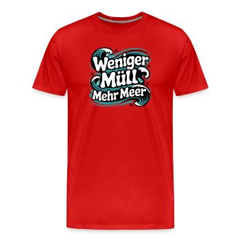 Moins de déchets, plus de mer, Déclaration environnementale, conservation marine - T-shirt bio Premium Homme - rouge - Devant - Damien (186cm)