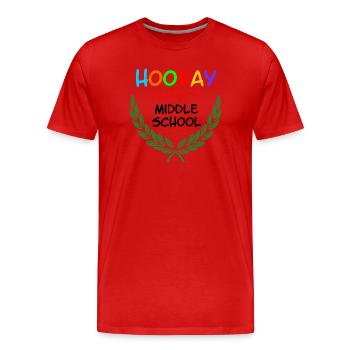 Hurra, ich gehe auf die Mittelschule** - Männer Premium Bio T-Shirt - Rot - Vorne - Damien (186cm)