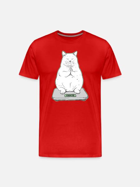 Fat cat in meditation mode - Men's Premium Organic T-Shirt - red
