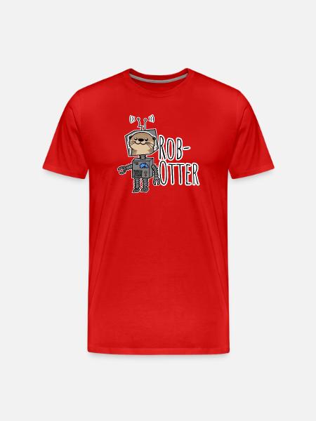Rob-Otter - Half Otter, Half Robot Pun! - Men's Premium Organic T-Shirt - red