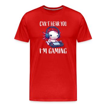 I don't hear you, I play gaming - Men's Premium Organic T-Shirt - red - Front - Damien (186cm)