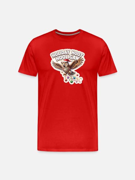Christmas Owl Celebration - Men's Premium Organic T-Shirt - red