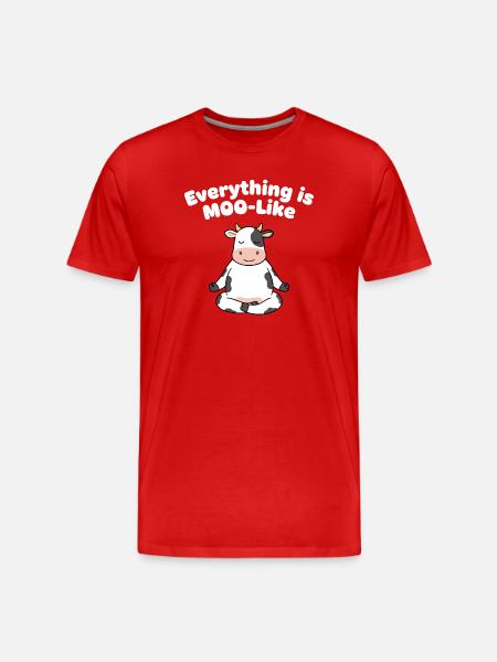 Zen Cow Meditation Motif - Men's Premium Organic T-Shirt - red