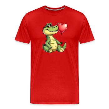Kroko Herzballon - Männer Premium Bio T-Shirt - Rot - Vorne - Damien (186cm)