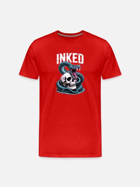 Inked Skull and Snake - Men's Premium Organic T-Shirt - red