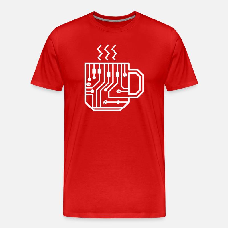 Circuit Mug Glyph Tech Brew - Men's Premium Organic T-Shirt - red