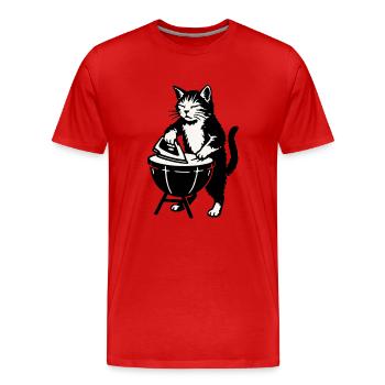 Chat barbecue au barbecue - T-shirt bio Premium Homme - rouge - Devant - Damien (186cm)
