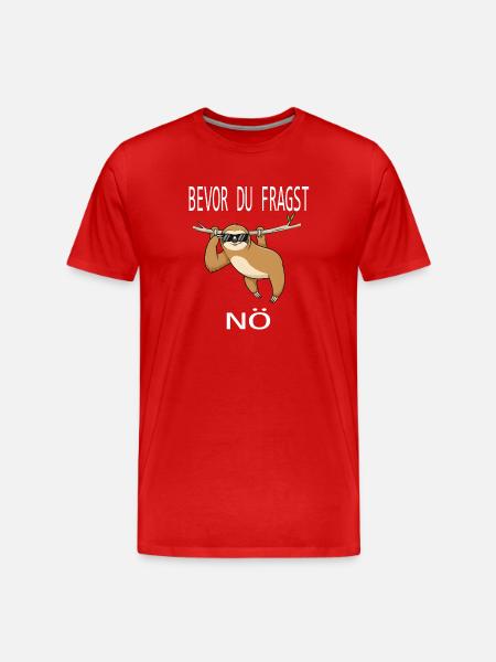 Before You Ask Nope Sloth Saying Gift Humor - Men's Premium Organic T-Shirt - red