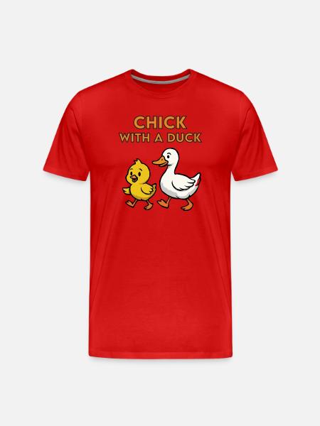 chick with a duck - Men's Premium Organic T-Shirt - red
