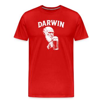 Darwin boit de la bière - T-shirt bio Premium Homme - rouge - Devant - Damien (186cm)