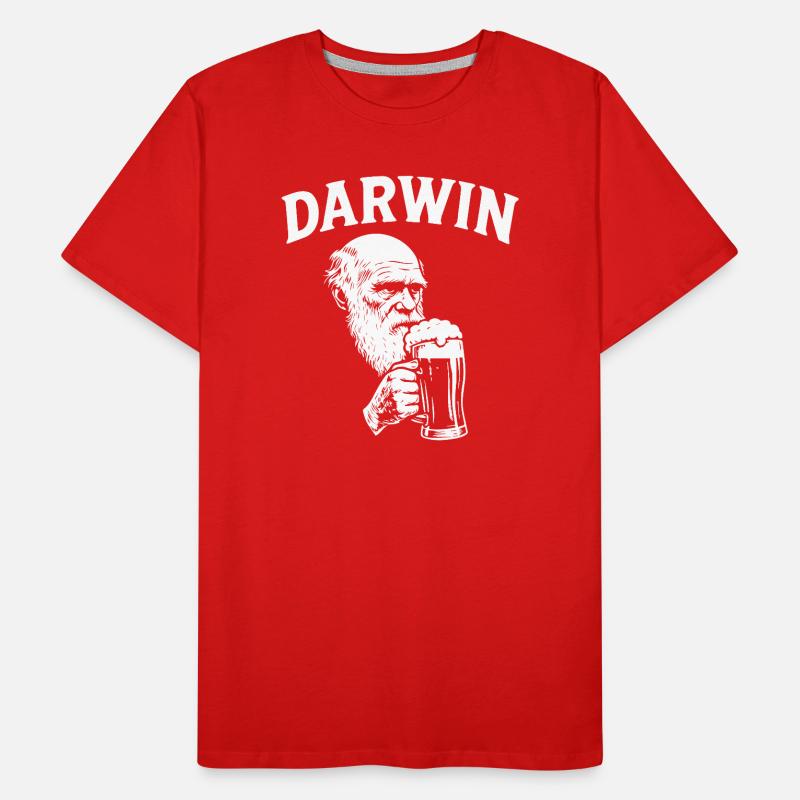 Darwin boit de la bière T-shirt bio Premium Homme