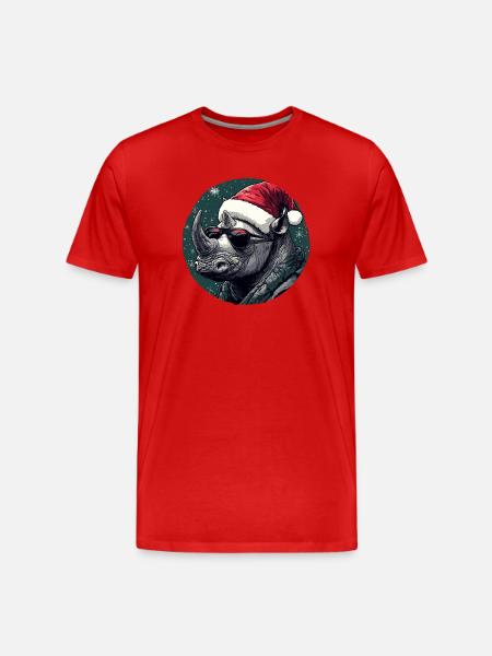 Rhino Santa with sunglasses - Men's Premium Organic T-Shirt - red