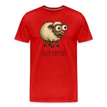 Les moutons arrivent, la merde arrive - T-shirt bio Premium Homme - rouge - Devant - Damien (186cm)