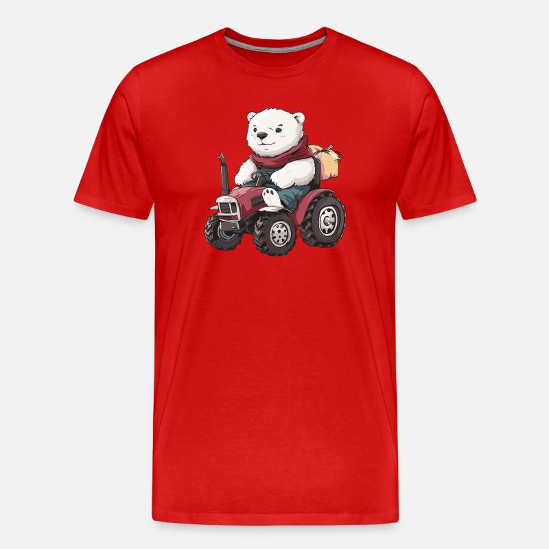 Eisbär Traktor Farmer - Männer Premium Bio T-Shirt - Rot