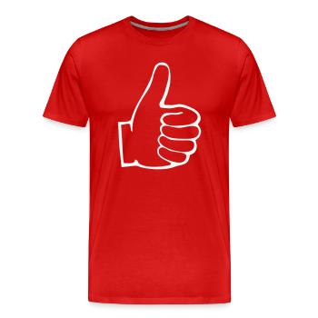 Plan du pouce levé - T-shirt bio Premium Homme - rouge - Devant - Damien (186cm)