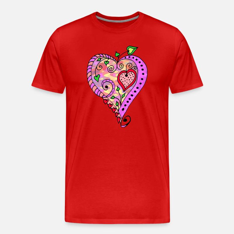 Herz - Männer Premium Bio T-Shirt - Rot
