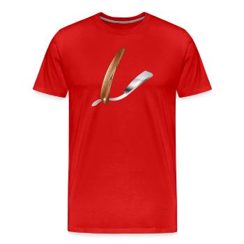 Rasoir classique de barbier dans un style rétro - T-shirt bio Premium Homme - rouge - Devant - Damien (186cm)