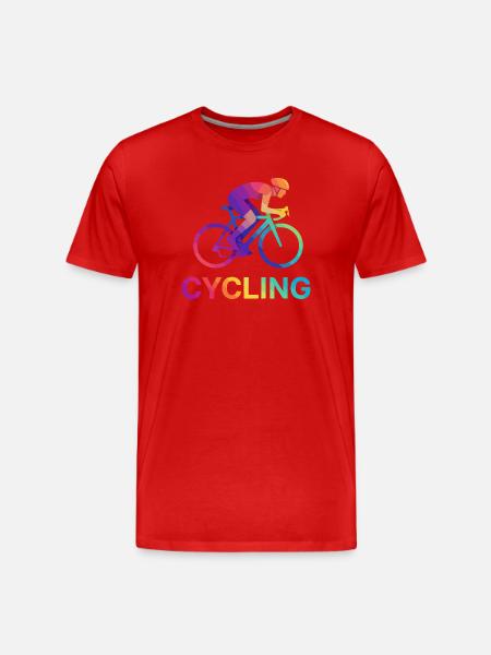 Lebendiges Regenbogen-Radfahrerdesign - Männer Premium Bio T-Shirt - Rot