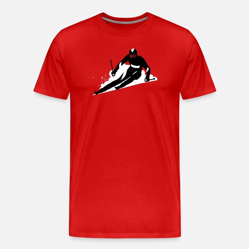 Ski - Männer Premium Bio T-Shirt - Rot