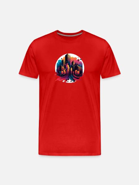 City neon in surreal style - Men's Premium Organic T-Shirt - red