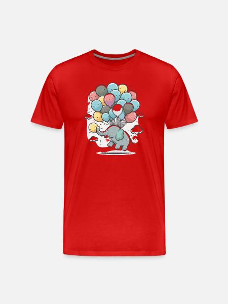 Ballon-Elefant im Wolkenmeer - Männer Premium Bio T-Shirt - Rot
